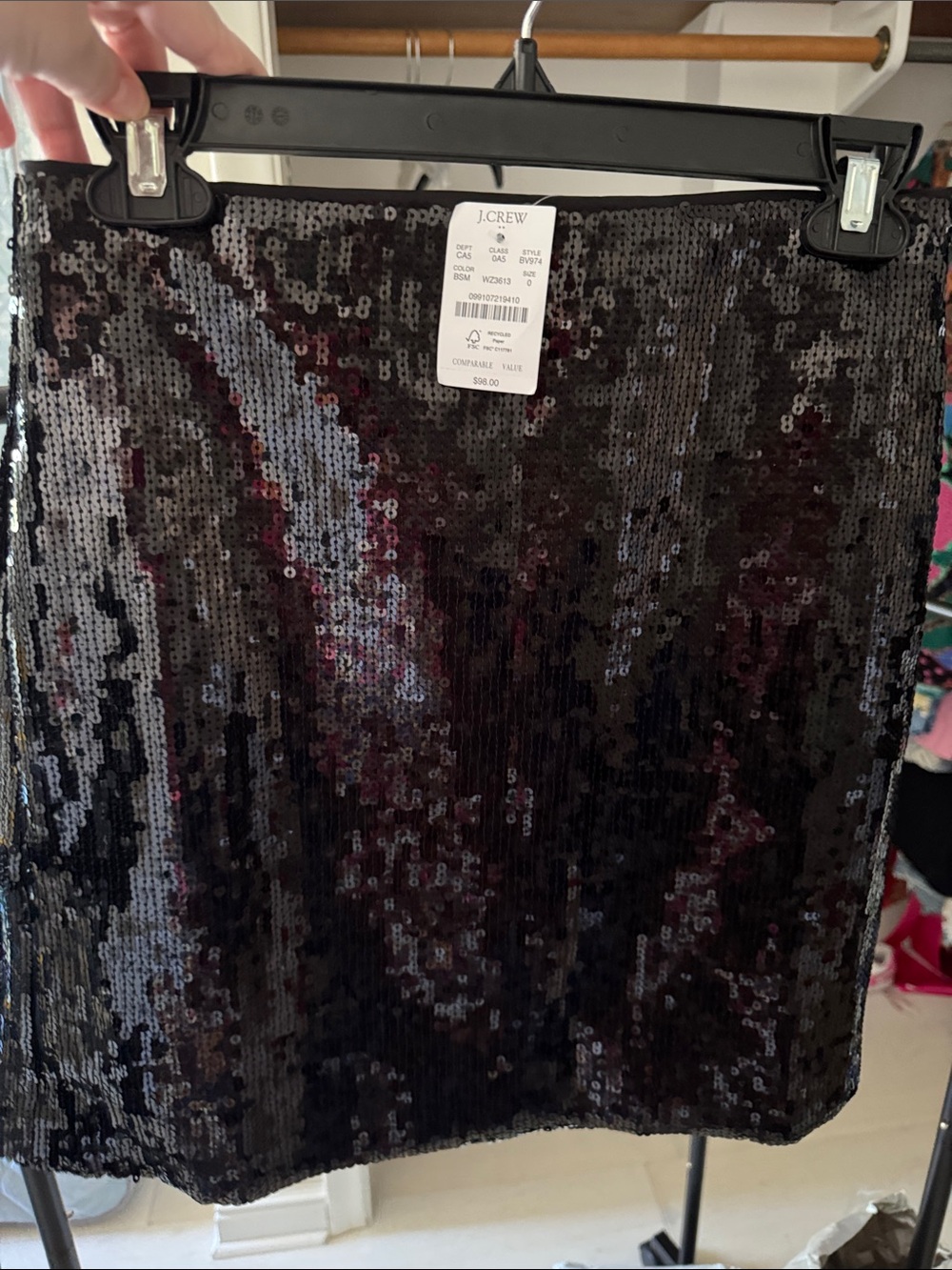 J. Crew Black Sequin Mini Skirt - Picture 2 of 8
